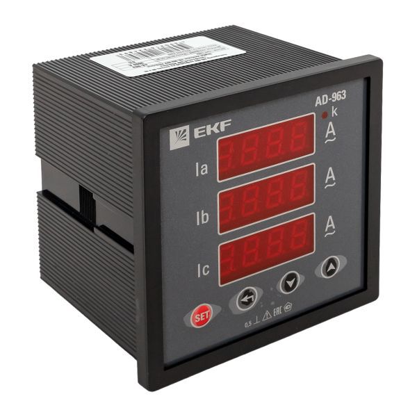 Амперметр цифровой AD-963 на панель 96х96 трехфазный EKF ad-963