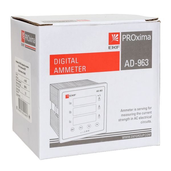Амперметр цифровой AD-963 на панель 96х96 трехфазный EKF ad-963