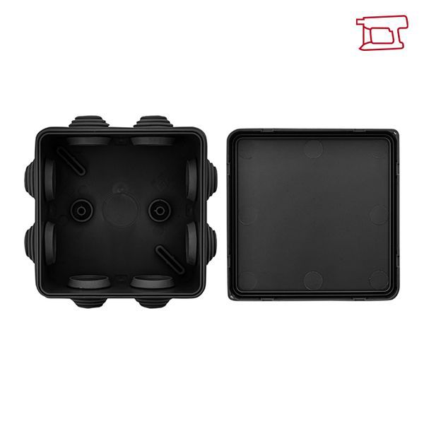 Коробка распаячная КМР-030-031 с крышкой 80х80х50 7 мембранных вводов IP54 черн. EKF plc-kmr-030-031-b