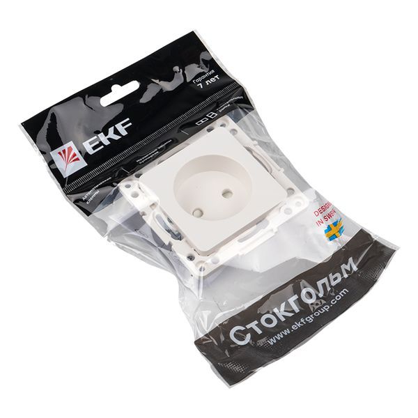 Механизм розетки 1-м СП Стокгольм 10А IP20 без заземл. защ. шторки бел. PROxima EKF EYR10-022-10