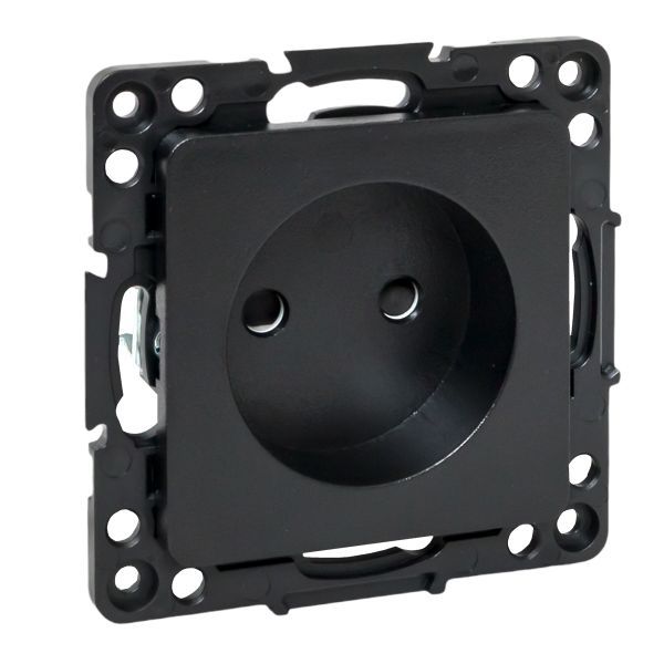 Механизм розетки 1-м СП Стокгольм 10А IP20 без заземл. защ. шторки черн. PROxima EKF EZR10-022-10
