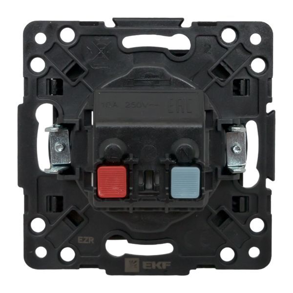 Механизм розетки 1-м СП Стокгольм 10А IP20 без заземл. защ. шторки черн. PROxima EKF EZR10-022-10