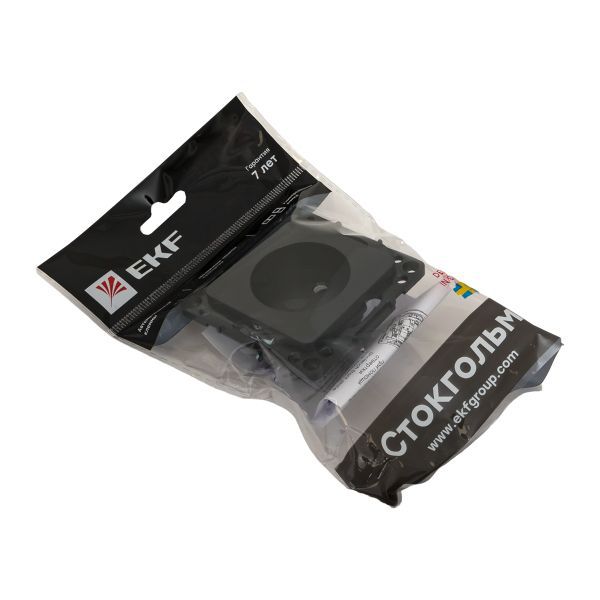 Механизм розетки 1-м СП Стокгольм 10А IP20 без заземл. защ. шторки черн. PROxima EKF EZR10-022-10