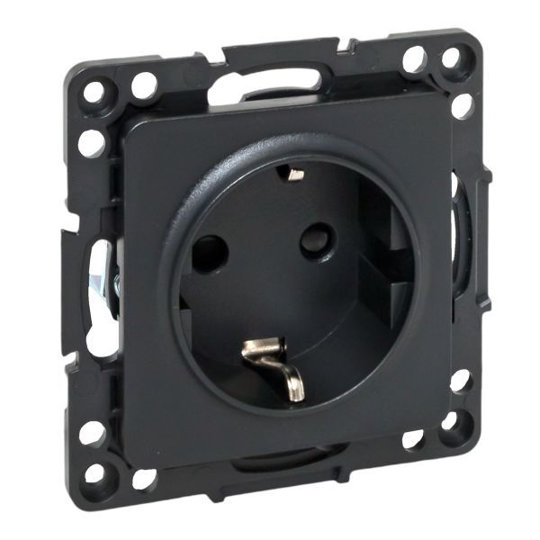 Механизм розетки 1-м СП Стокгольм 16А IP20 с заземл. защ. шторки черн. PROxima EKF EZR16-028-10