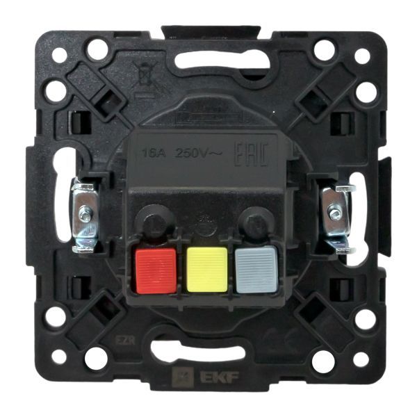 Механизм розетки 1-м СП Стокгольм 16А IP20 с заземл. защ. шторки черн. PROxima EKF EZR16-028-10