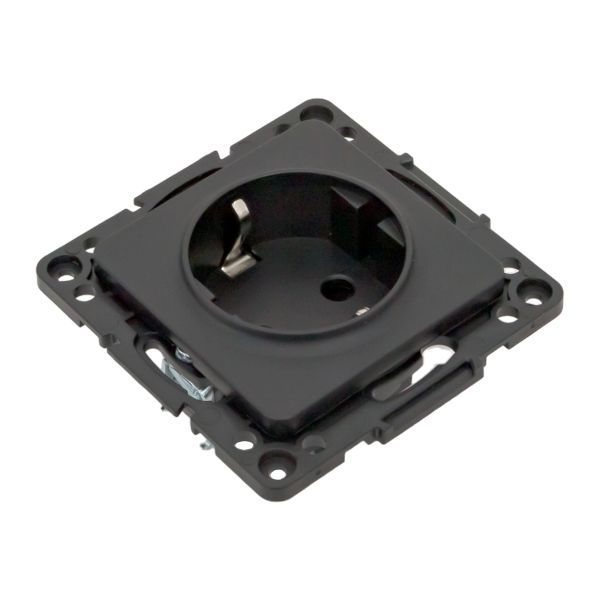 Механизм розетки 1-м СП Стокгольм 16А IP20 с заземл. защ. шторки черн. PROxima EKF EZR16-028-10