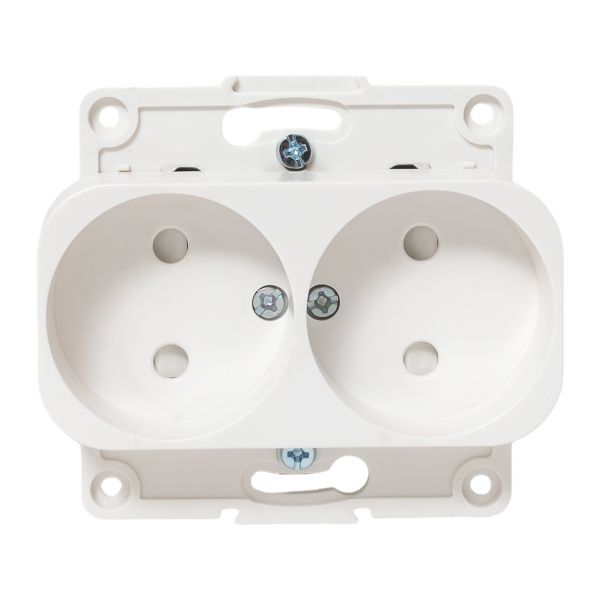 Механизм розетки 2-м СП Стокгольм 10А IP20 без заземл. защ. шторки бел. PROxima EKF EYR10-102-10