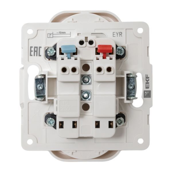 Механизм розетки 2-м СП Стокгольм 10А IP20 без заземл. защ. шторки бел. PROxima EKF EYR10-102-10