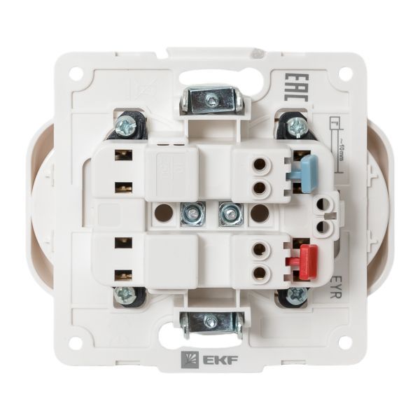 Механизм розетки 2-м СП Стокгольм 10А IP20 без заземл. защ. шторки бел. PROxima EKF EYR10-102-10