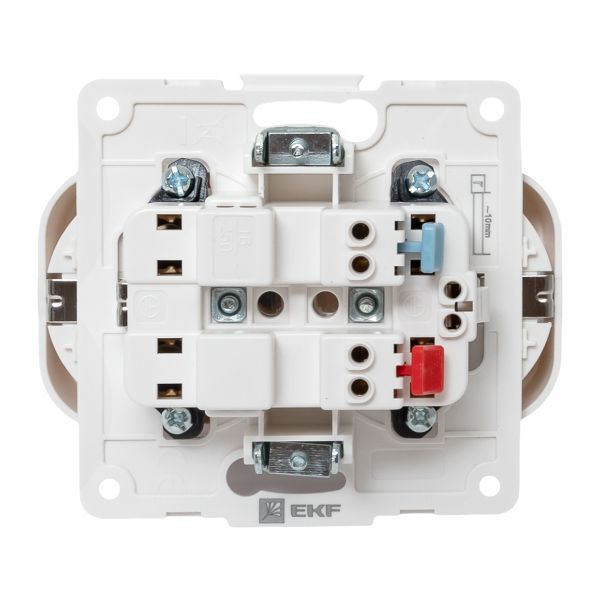 Механизм розетки 2-м СП Стокгольм 16А IP20 с заземл. защ. шторки бел. PROxima EKF EYR16-128-10