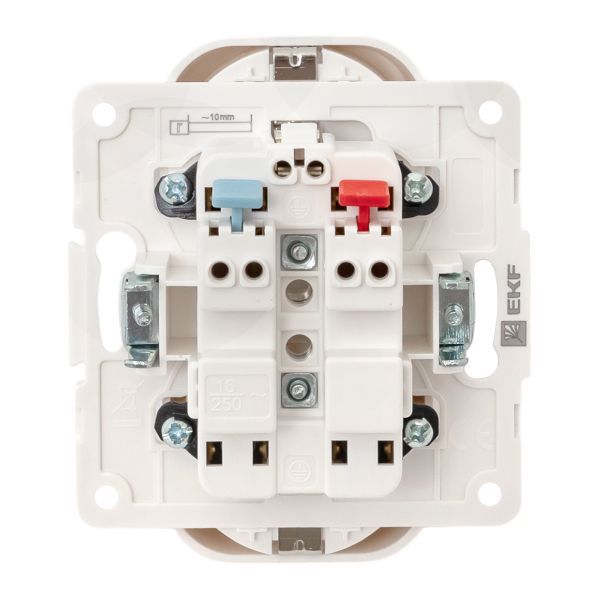 Механизм розетки 2-м СП Стокгольм 16А IP20 с заземл. защ. шторки бел. PROxima EKF EYR16-128-10