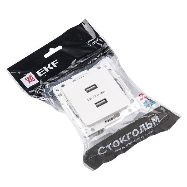Механизм розетки USB 2-м Стокгольм 2.1А бел. PROxima EKF EYR16-028-10-2USB