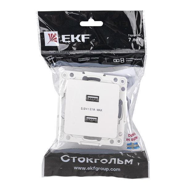 Механизм розетки USB 2-м Стокгольм 2.1А бел. PROxima EKF EYR16-028-10-2USB