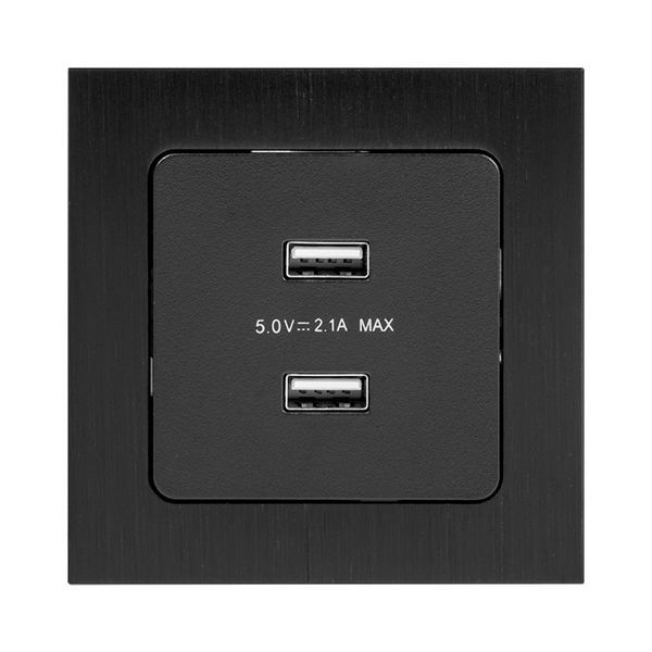 Механизм розетки USB 2-м Стокгольм 2.1А черн. PROxima EKF EZR16-028-10-2USB