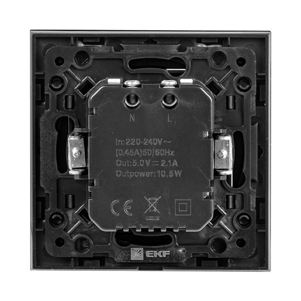 Механизм розетки USB 2-м Стокгольм 2.1А черн. PROxima EKF EZR16-028-10-2USB