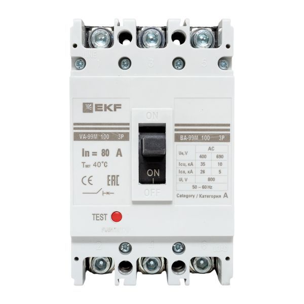 Выключатель автоматический 3п 100/80А 35кА ВА-99М PROxima EKF mccb99-100-80m