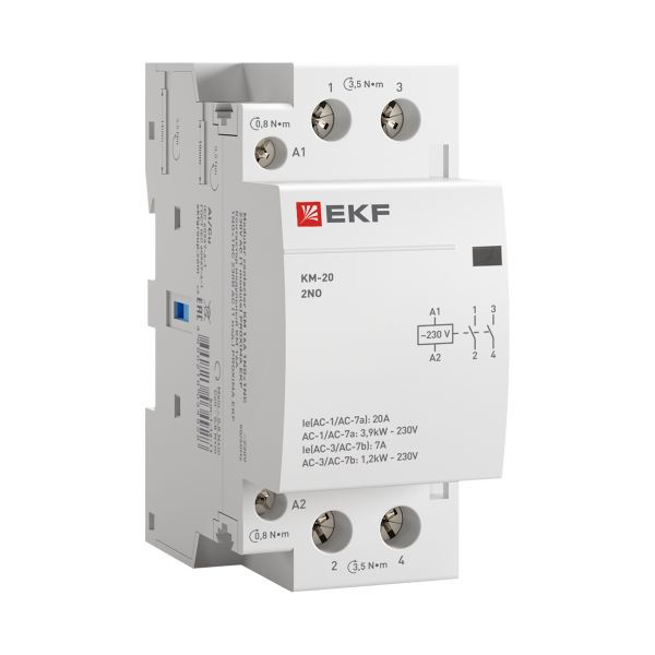 Контактор модульный КМ 20А 2NО (2 мод.) EKF km-2-20-20