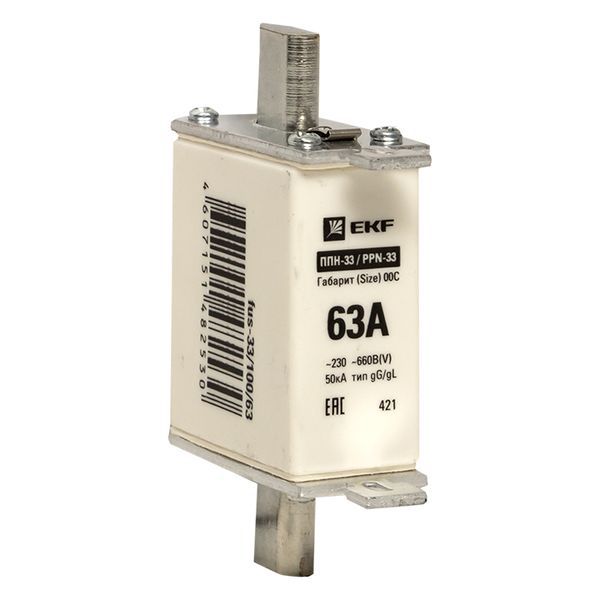 Вставка плавкая ППН-33 100/63А габарит 00C EKF fus-33/100/63