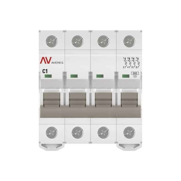 Выключатель автоматический AV-6 4P 1A (C) 6кА AVERES (mcb6-4-01C-av)