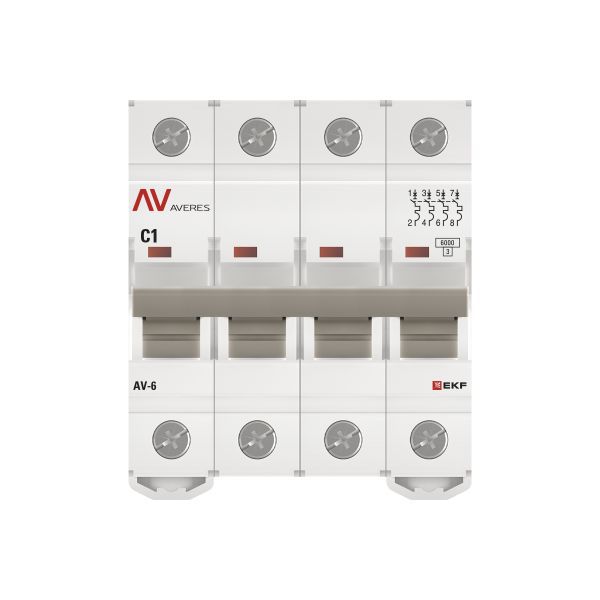 Выключатель автоматический AV-6 4P 1A (C) 6кА AVERES (mcb6-4-01C-av)