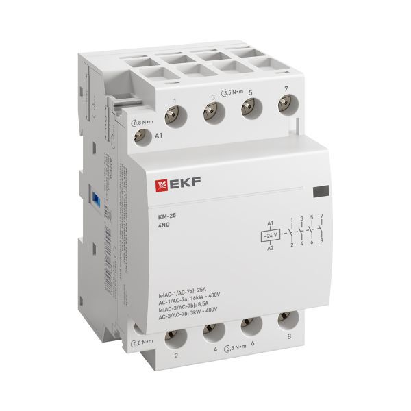 Контактор модульный КМ 25А 4NО (3 модуля) 24В АС EKF PROxima (km-3-25-40-24v)