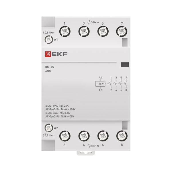 Контактор модульный КМ 25А 4NО (3 модуля) 24В АС EKF PROxima (km-3-25-40-24v)