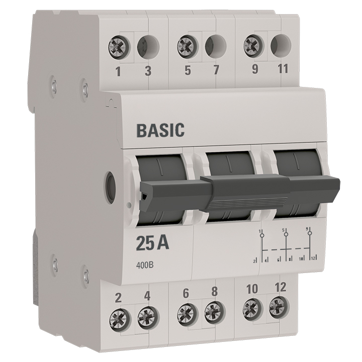 Переключатель трехпозиционный 3P 25А Basic (tps-3-25)