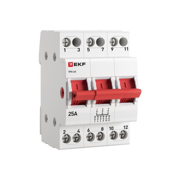 Переключатель трехпозиционный 3P 25А Basic (tps-3-25)
