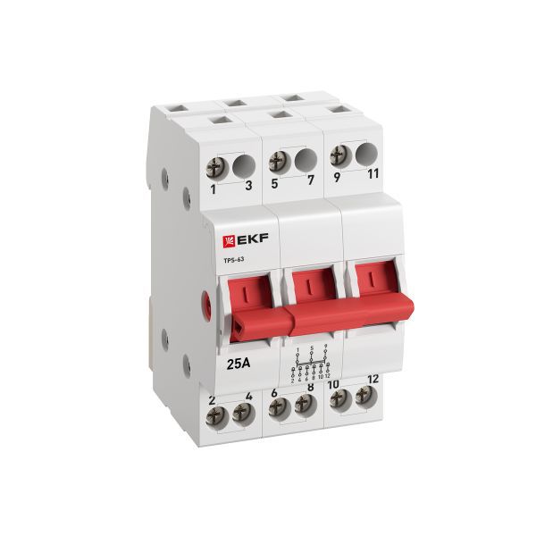 Переключатель трехпозиционный 3P 25А Basic (tps-3-25)