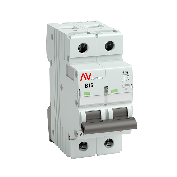 Выключатель автоматический AV-10 2P 16A (B) 10кА AVERES (mcb10-2-16B-av)