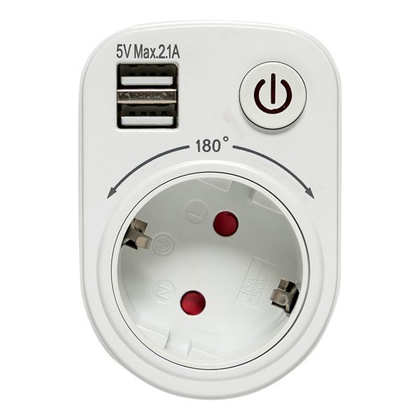 Блок розеточный SB-01 (розетка 2P+E 16А 2 USB разъема 5В 2.1А) PROxima