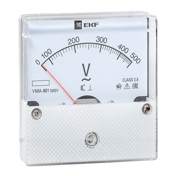 Вольтметр VM-A801 аналоговый на панель 80х80 (круглый вырез) 500В прямое подключение (vma-801-500)