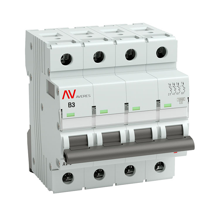 Выключатель автоматический AV-10 4P 3A (B) 10кА AVERES (mcb10-4-03B-av)