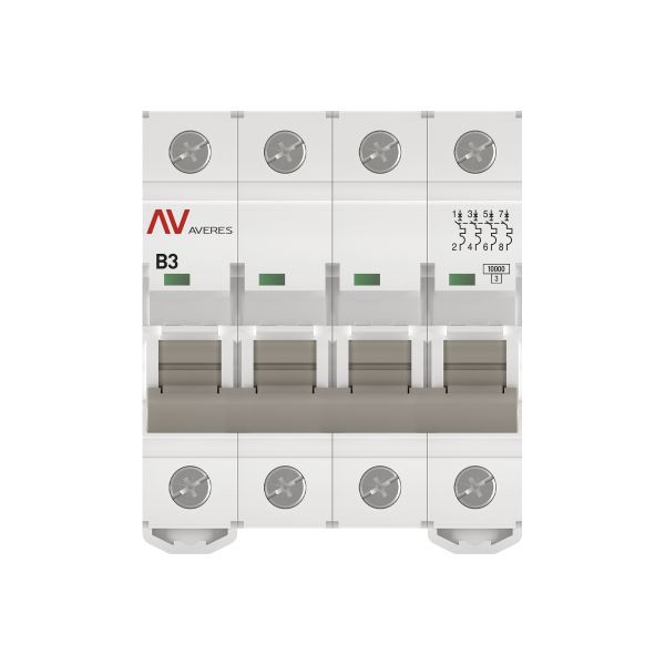 Выключатель автоматический AV-10 4P 3A (B) 10кА AVERES (mcb10-4-03B-av)