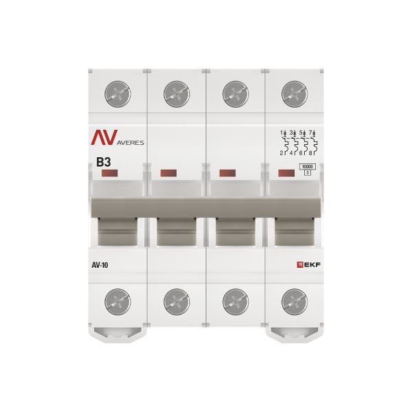 Выключатель автоматический AV-10 4P 3A (B) 10кА AVERES (mcb10-4-03B-av)