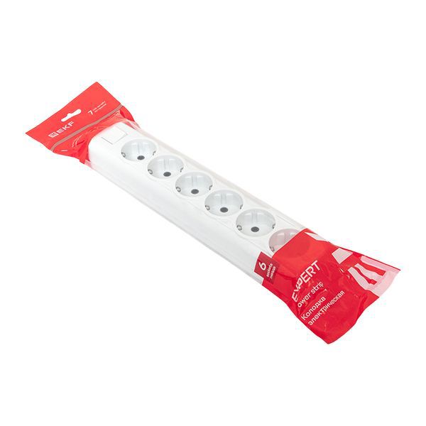 Колодка 6 гнездс заземлением с выключателем 16А Эксперт (AKB16-6i)