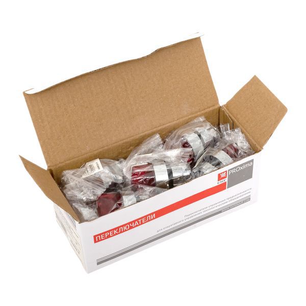 Механизм переключателя исполнительный ХB4 красный на 3 положения возвратный без фиксации с подсветкой с короткой ручкой PROxima (XB4BD3L-R)