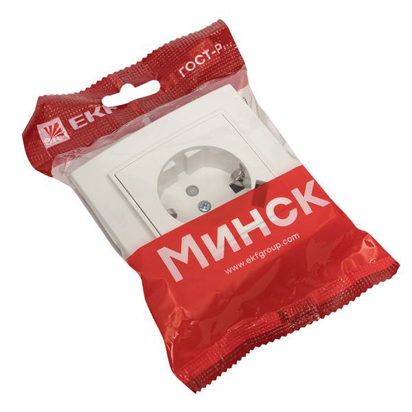 Розетка 1-местная СП с/з Минск 16А белая с защитными шторками с USB (ERR16-028-100-USB)