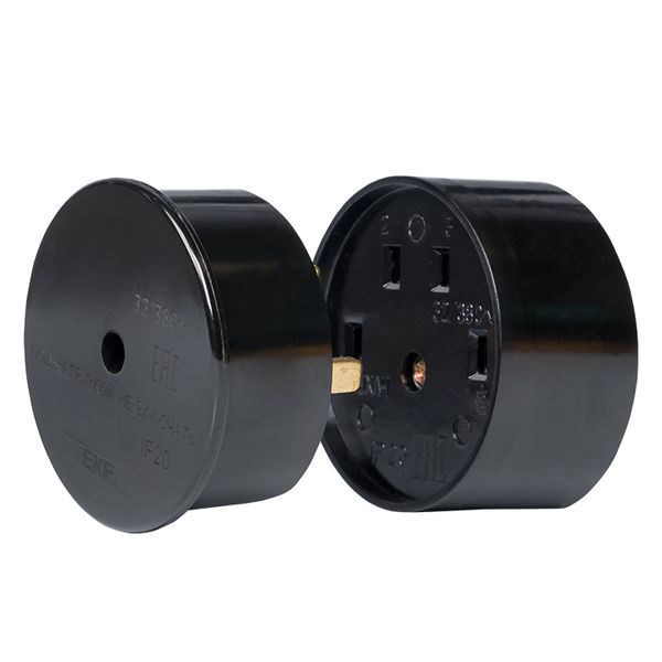 Разъем РШ-ВШ 32А 380В 3P+PE(ОУ) карболитовый черный Simple (AS-380-O-04)