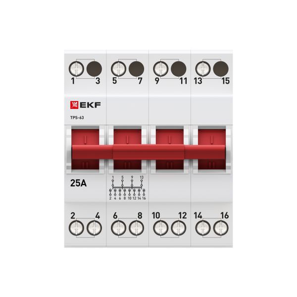 Переключатель трехпозиционный 4P 25А Basic (tps-4-25)