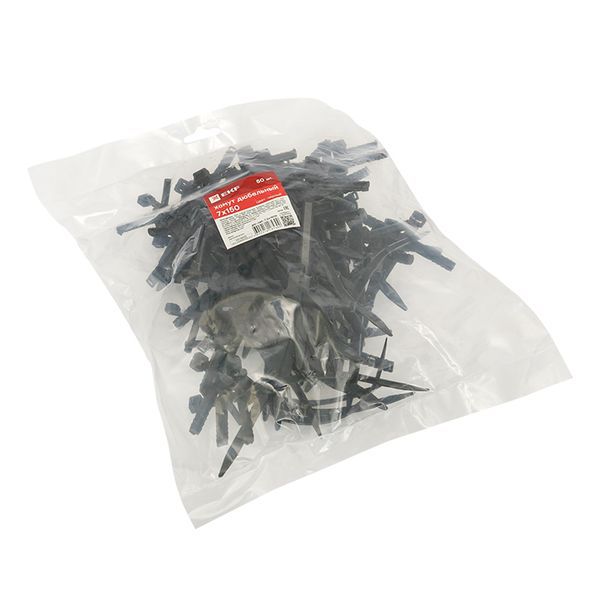 Хомут дюбельный 7х150 черный (50шт) PROxima (plc-nst-7.2x150b)