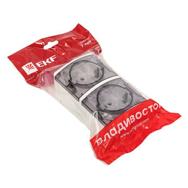 Владивосток Розетка 2-местная 16А с заземлением с прозрачной крышкой IP54 EKF (EQR16-129-30-54-T)