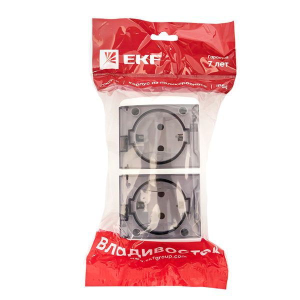 Владивосток Розетка 2-местная 16А с заземлением с прозрачной крышкой IP54 EKF (EQR16-129-30-54-T)