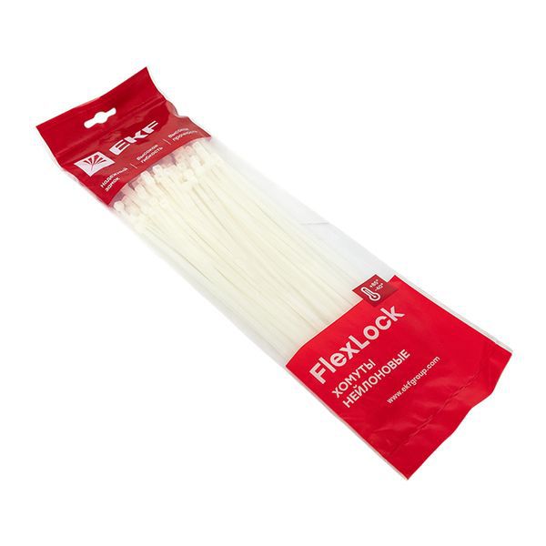 Хомут P6.6 стандартный белый 3.6x250 (100шт) FlexLock PROxima (plc-fl-ctsw-3.6x250)