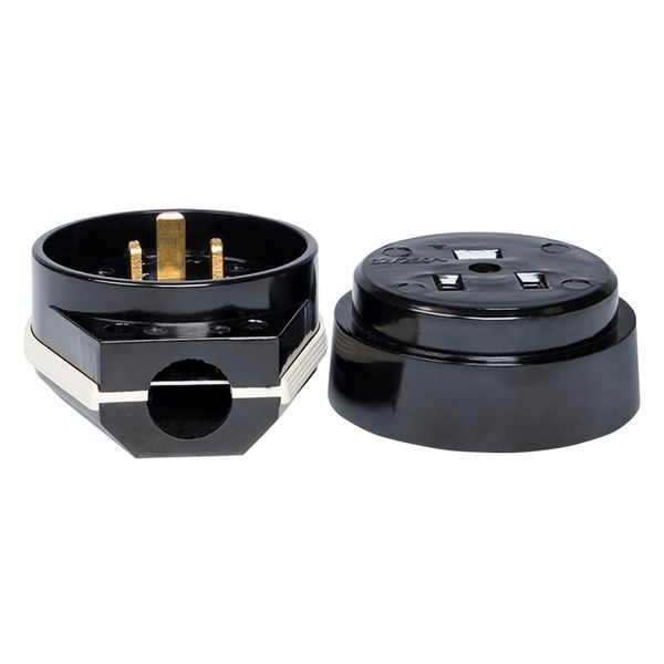 Разъем РШ-ВШ 32А 250В 2P+PE (ОУ) карболитовый черный Simple (AS-250-O-03)