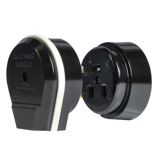 Разъем РШ-ВШ 32А 250В 2P+PE (ОУ) карболитовый черный Simple (AS-250-O-03)