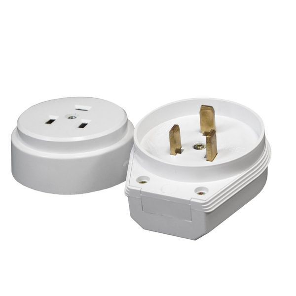 Разъем РШ-ВШ 32А 250В 2P+PE(ОУ) пластиковый белый Simple (AS-250-O-01)