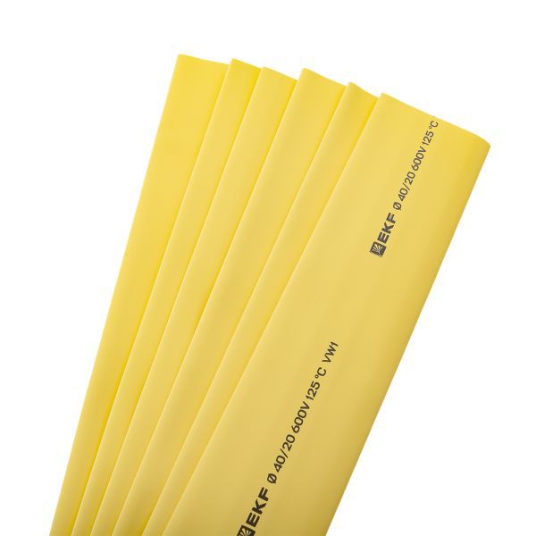 Трубка термоусаживаемая ТУТ нг 40/20 желтая в отрезках по 1м PROxima