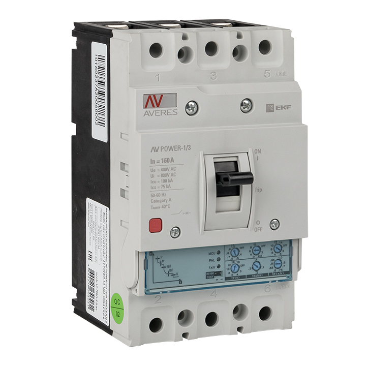 Автоматический выключатель AV POWER-1/3 160А 100kA ETU2.0 EKF AVERES (mccb-13-160H-2.0-av)