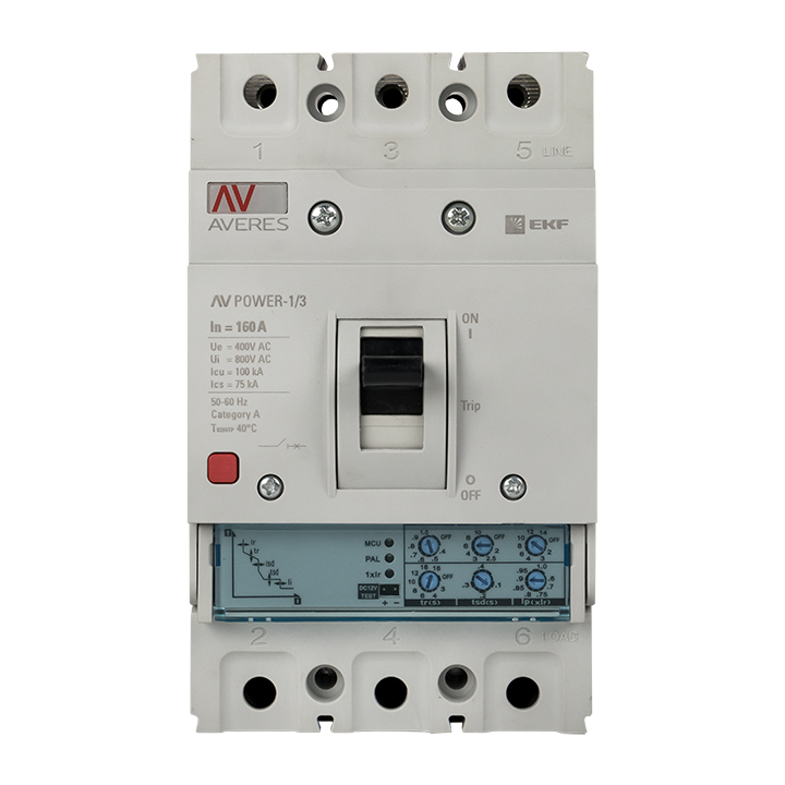 Автоматический выключатель AV POWER-1/3 160А 100kA ETU2.0 EKF AVERES (mccb-13-160H-2.0-av)